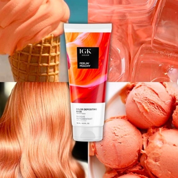 IGK Feelin’ Peachy Color Depositing Conditioning Hair Mask Full Size 6 Fl Oz NWT - Picture 1 of 14